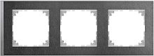 Рамка универсальная Schneider Electric Merten M-Pure Decor 3-м. сланец/алюминий  картинка